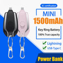Mini Power Bank Key Ring 1500mAh Type-C Portable Keychain Charger External Spare Battery Pack for Iphone Xiaomi HUAWEI Powerbank